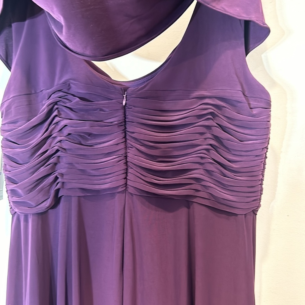 Alex Evenings Cowl Neck Beaded Waist Gown Plus size 18 eggplant mother of bride - Picture 8 of 11